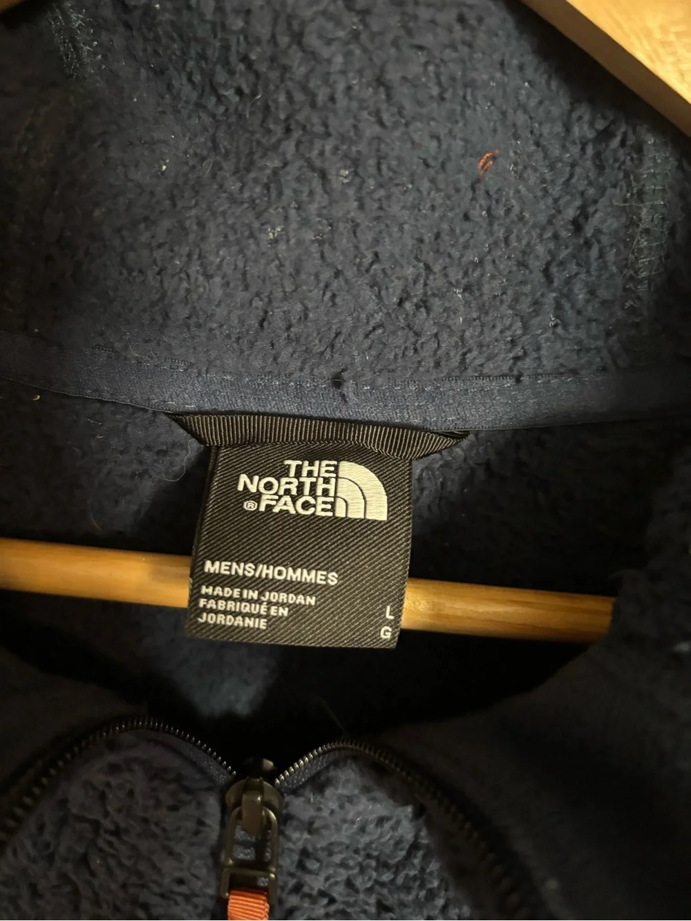 The North Face Navy Sherpa Half-Zip Hoodie with Orange Trim
